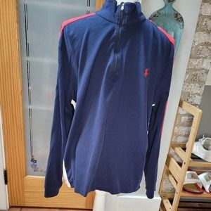 Polo 1/4 zip red, white, and blue